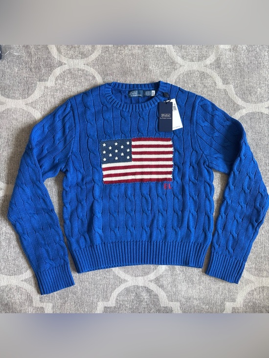 Polo Ralph Lauren Sweaters - NWT Polo Ralph Lauren Flag Cable Knit Cropped Sweater New
